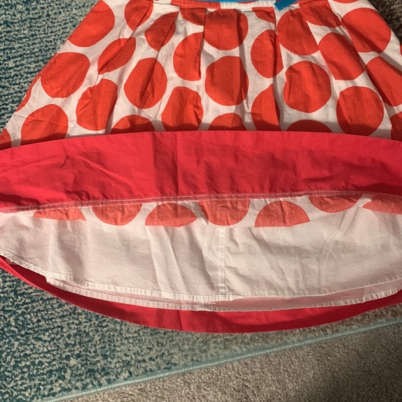 Mini Boden Coral A-line Pleated Polka Dot Skirt - Picture 3 of 5